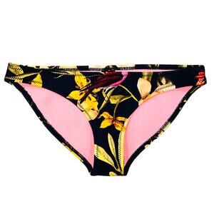 Triangl Black Peach Floral Neoprene Bathing Suit Bikini Bottom Small